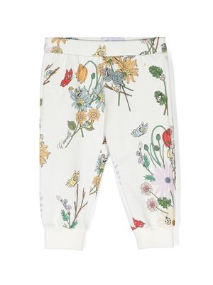 Roberto Cavalli Junior floral-print cotton trousers - White