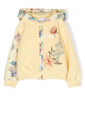 Roberto Cavalli Junior floral-print hoodie - Yellow