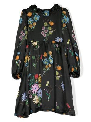 Roberto Cavalli Junior floral-print long-sleeve dress - Black