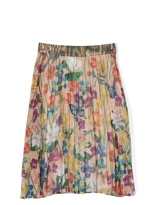Roberto Cavalli Junior floral-print pleated skirt - Pink