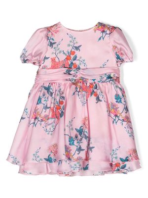 Roberto Cavalli Junior floral-print short-sleeve silk dress - Pink
