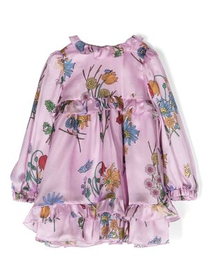 Roberto Cavalli Junior floral-print silk dress - Pink