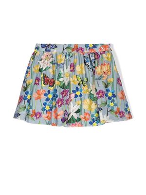 Roberto Cavalli Junior floral-print skater skirt - Blue