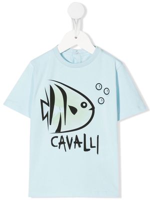Roberto Cavalli Junior graphic-print T-shirt - Blue