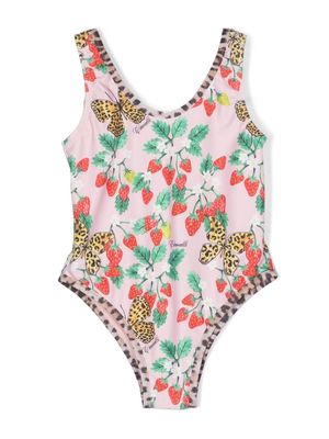 Roberto Cavalli Junior illustration-print swimsuit - Pink