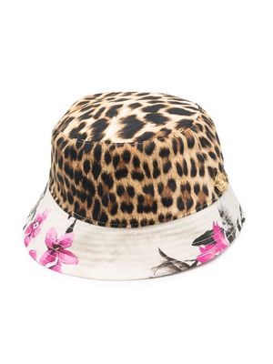 Roberto Cavalli Junior leopard-print bucket hat - Black