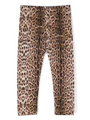 Roberto Cavalli Junior leopard-print cotton leggings - Neutrals
