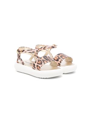 Roberto Cavalli Junior leopard-print leather sandals - Neutrals