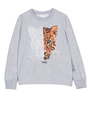 Roberto Cavalli Junior leopard-print sweatshirt - Grey