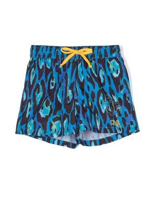 Roberto Cavalli Junior leopard-print swim shorts - Blue