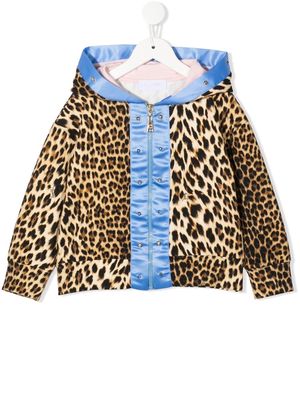 Roberto Cavalli Junior leopard-print zip-up hoodie - Brown