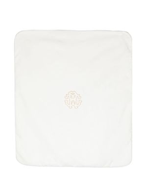 Roberto Cavalli Junior logo-embroidered cotton blanket - White