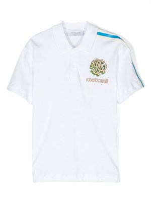 Roberto Cavalli Junior logo-embroidered cotton polo shirt - White