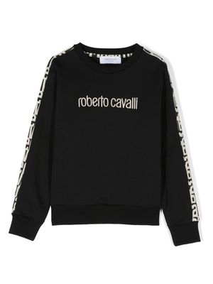 Roberto Cavalli Junior logo-embroidered cotton sweatshirt - Black