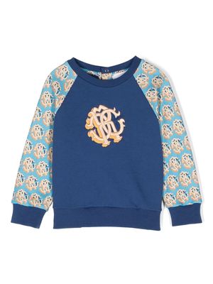 Roberto Cavalli Junior logo-embroidered cotton sweatshirt - Blue