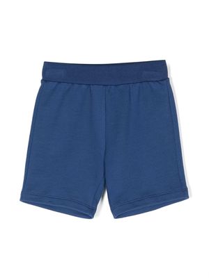 Roberto Cavalli Junior logo-embroidered cotton track shorts - Blue