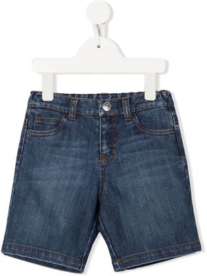 Roberto Cavalli Junior logo-embroidered denim shorts - Blue