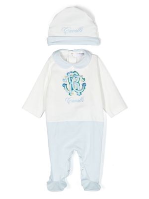 Roberto Cavalli Junior logo-embroidered pyjamas and hat set - White