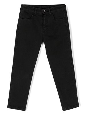 Roberto Cavalli Junior logo-embroidered straight-leg trousers - Black