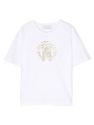Roberto Cavalli Junior logo-embroidery cotton T-shirt - White