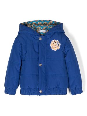 Roberto Cavalli Junior logo-patch hooded jacket - Blue
