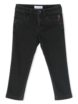 Roberto Cavalli Junior logo-patch straight-leg jeans - Black