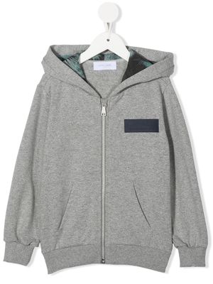 Roberto Cavalli Junior logo-patch zip-front hoodie - Grey