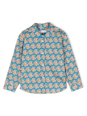 Roberto Cavalli Junior logo-print cotton shirt - Blue