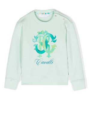 Roberto Cavalli Junior logo-print cotton sweatshirt - Green