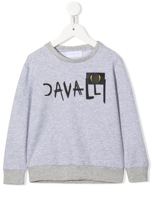 Roberto Cavalli Junior logo-print cotton sweatshirt - Grey