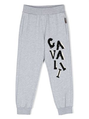 Roberto Cavalli Junior logo-print cotton track pants - Grey