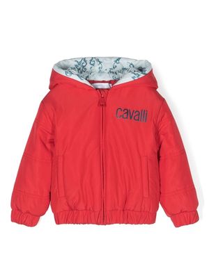 Roberto Cavalli Junior logo-print padded jacket - Red