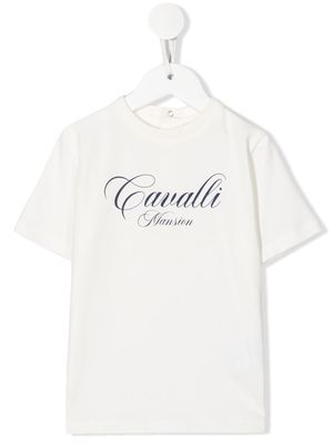 Roberto Cavalli Junior logo-print short-sleeve T-shirt - White