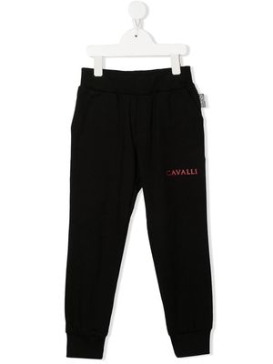 Roberto Cavalli Junior logo-print track trousers - Black