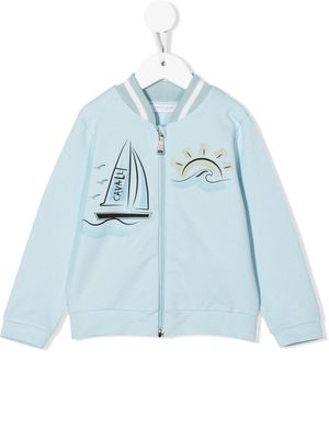 Roberto Cavalli Junior logo-print zip-up jacket - Blue