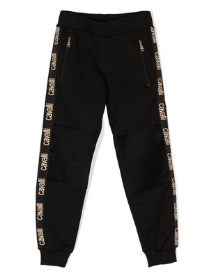 Roberto Cavalli Junior logo-stripe track pants - Black