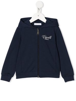 Roberto Cavalli Junior long-sleeve cotton hoodie - Blue