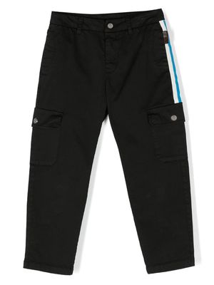Roberto Cavalli Junior monogram-embroidered cargo trousers - Black