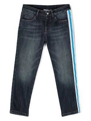 Roberto Cavalli Junior monogram-embroidered straight-leg trousers - Blue