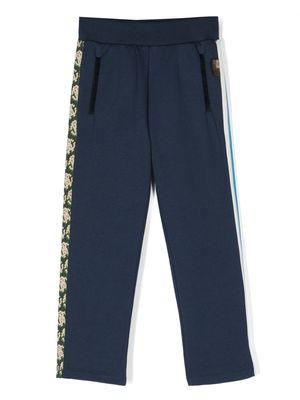 Roberto Cavalli Junior monogram-embroidered straight track trousers - Blue