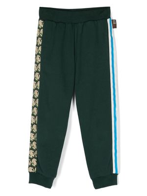 Roberto Cavalli Junior monogram-pattern cotton track pants - Green