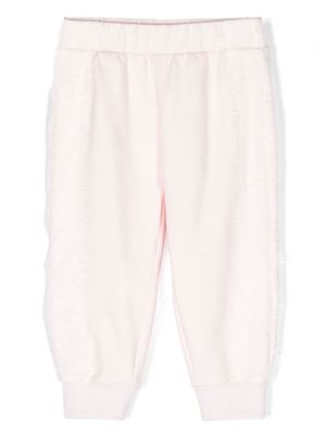 Roberto Cavalli Junior monogram-print lace-trim track pants - Pink