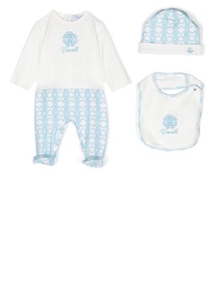 Roberto Cavalli Junior set-of-three embroidered-monogram pyjama set - White
