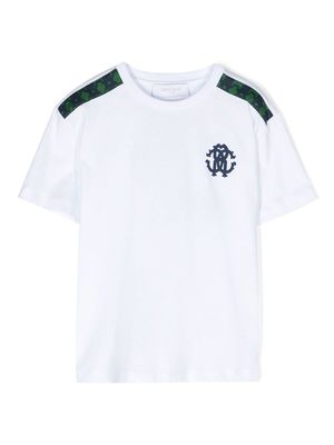 Roberto Cavalli Junior shoulder logo stripes cotton T-shirt - White