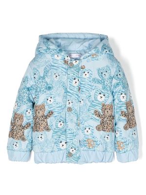 Roberto Cavalli Junior teddy bear-print padded jacket - Blue