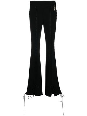 Roberto Cavalli lace-trim flared trousers - Black
