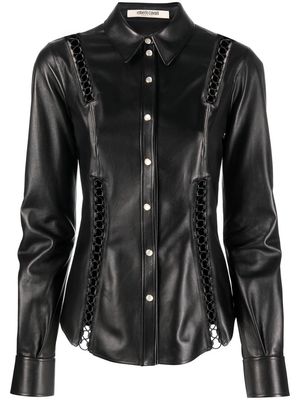 Roberto Cavalli lace-up detail leather shirt - Black