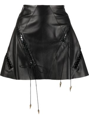 Roberto Cavalli lace-up leather miniskirt - Black