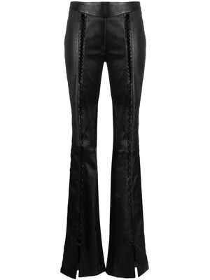 Roberto Cavalli lattice-front flared leather trousers - Black