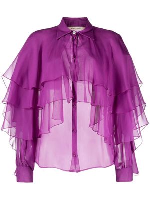 Roberto Cavalli layered draped sheer shirt - Purple